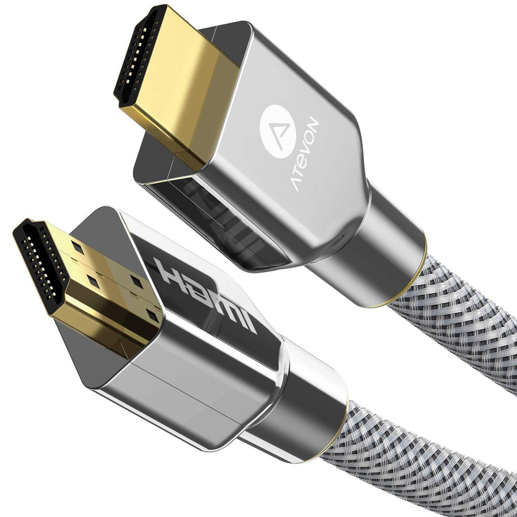 HDMI Cable 6 ft– 4K High Speed 18Gbps HDMI 2.0 Cable – 4K HDR, 3D, 2160P, 1080P, Ethernet–28AWG Braided HDMI Cord – Audio Return(ARC) Compatible UHD TV, Sliver Zinc Alloy Sliver