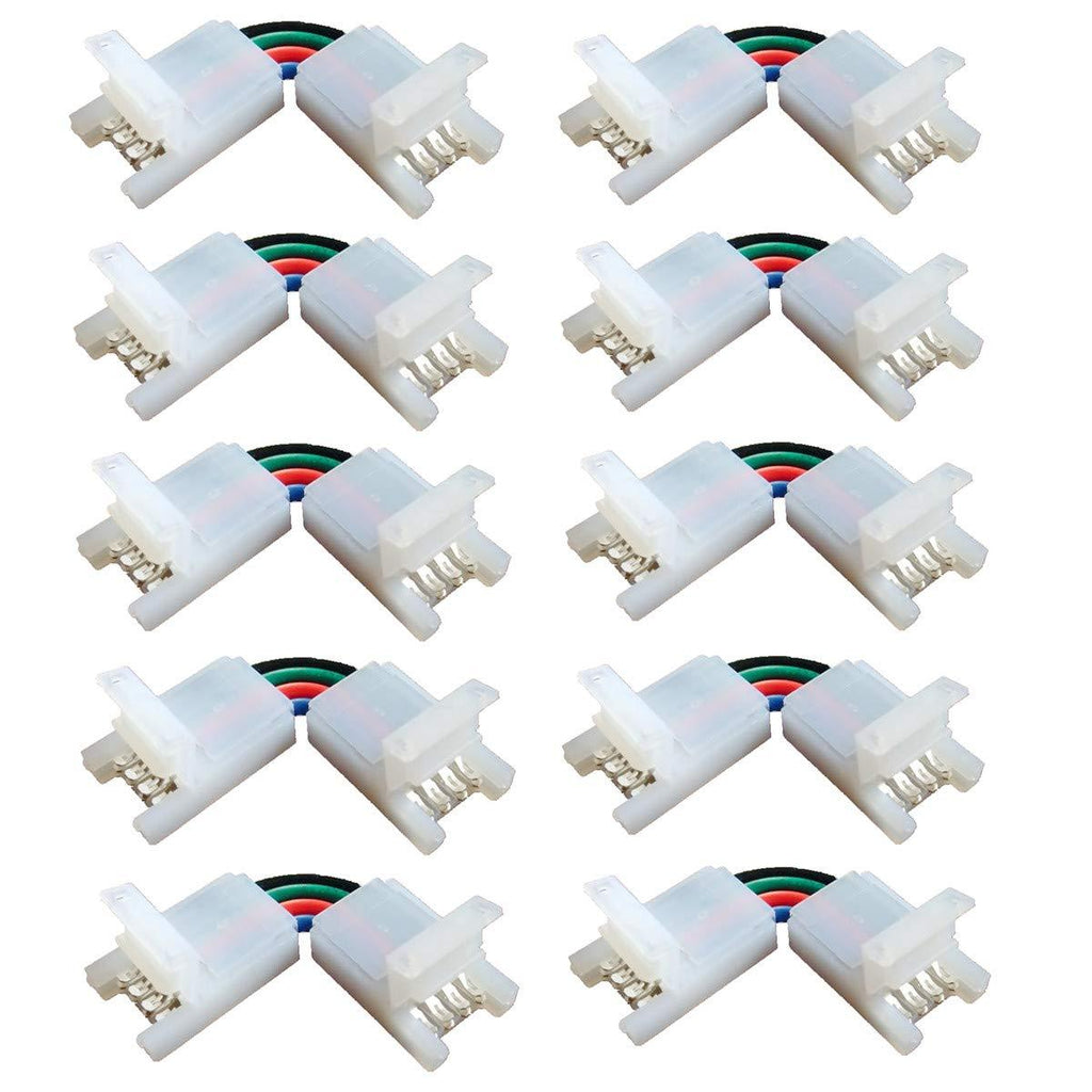 [AUSTRALIA] - 4-Pin LED Light Connectors L Shape Angle Adjustable LED Light Strip Connectors for 10mm 5050 RGB LED Strip Lights (10 Pcs) 