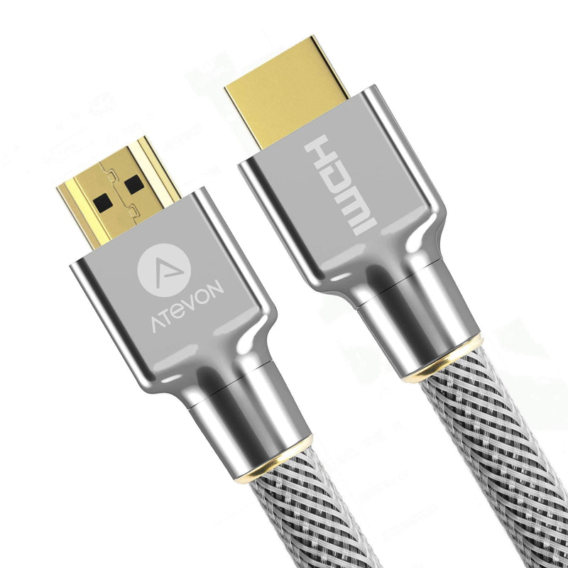 HDMI Cable 3 ft– 4K High Speed 18Gbps HDMI 2.0 Cable – 4K HDR, 3D, 2160P, 1080P, Ethernet–28AWG Braided HDMI Cord – Audio Return(ARC) Compatible UHD, PC, Fire TV, Sliver 3.3 ft Zinc Alloy Sliver