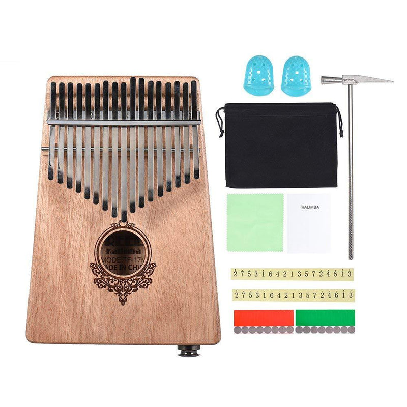 TREELF 17-key Kalimba Portable Thumb Piano(with eq） Wood Body Musical Instrument Great for Kalimba lovers and beginners (Wood color) Wood color