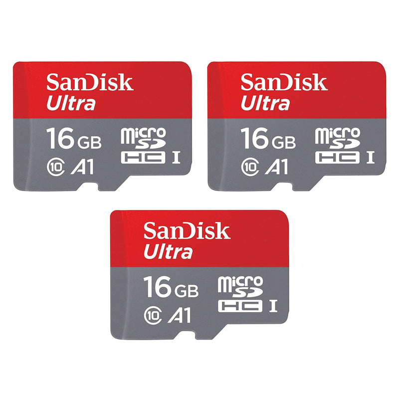 SanDisk 16GB 3-Pack Ultra microSDHC UHS-I Memory Card (3x16GB) - SDSQUAR-016G-GN6MM 16GB (3 Pack)