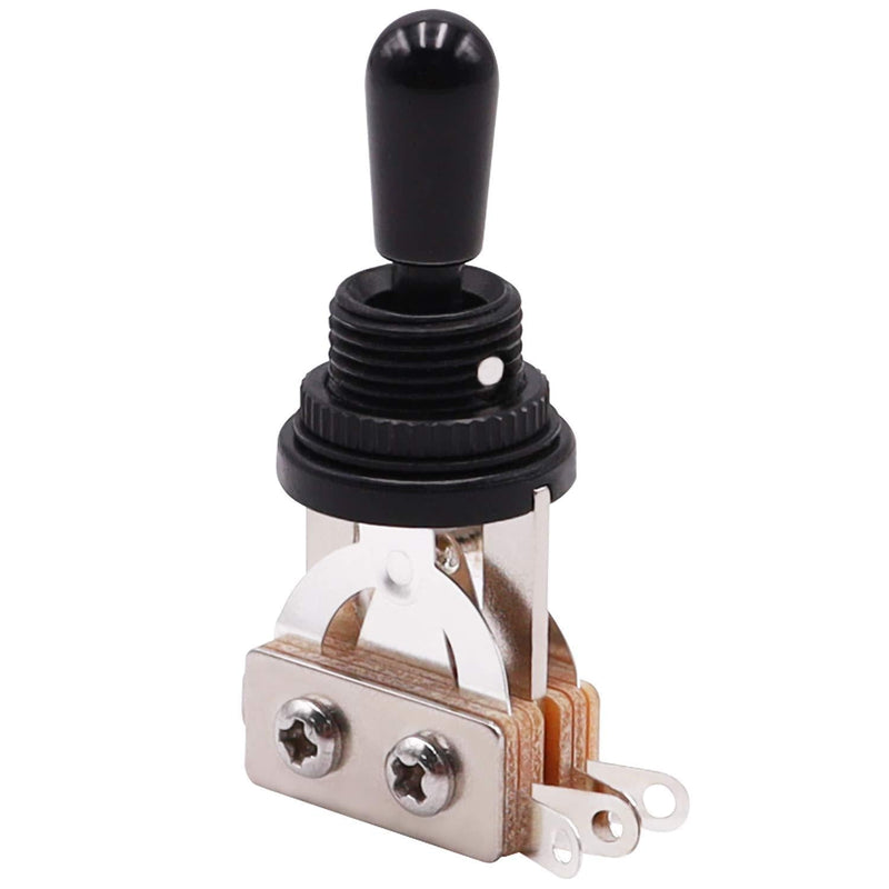 mxuteuk 3 Way Short Straight Guitar Toggle Switch Pickup Selector Black for Guitar Parts Replacement with Black Metal Tip Knob Cap JTB-BK