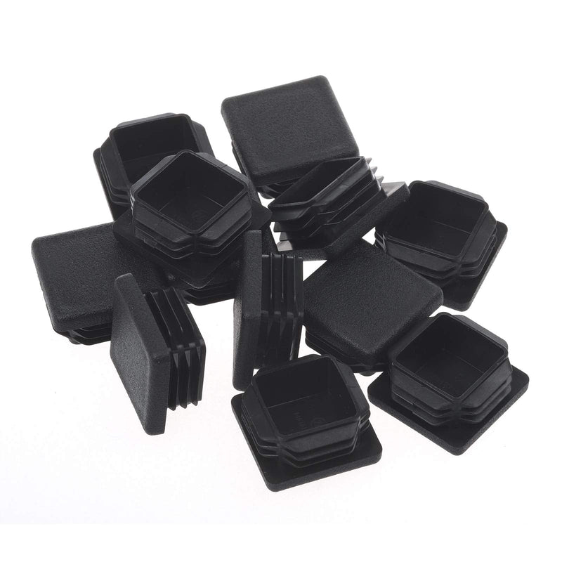2 Inch Square Plastic Plug, End Caps for Tubing Pipe OD 2" x 2" (not ID), Steel Chair Leg End Caps, Bar Stool Glides Inserts, Fence Plugs, Furniture or Fitness Equipment End Caps (12 Packs) 2 Inch
