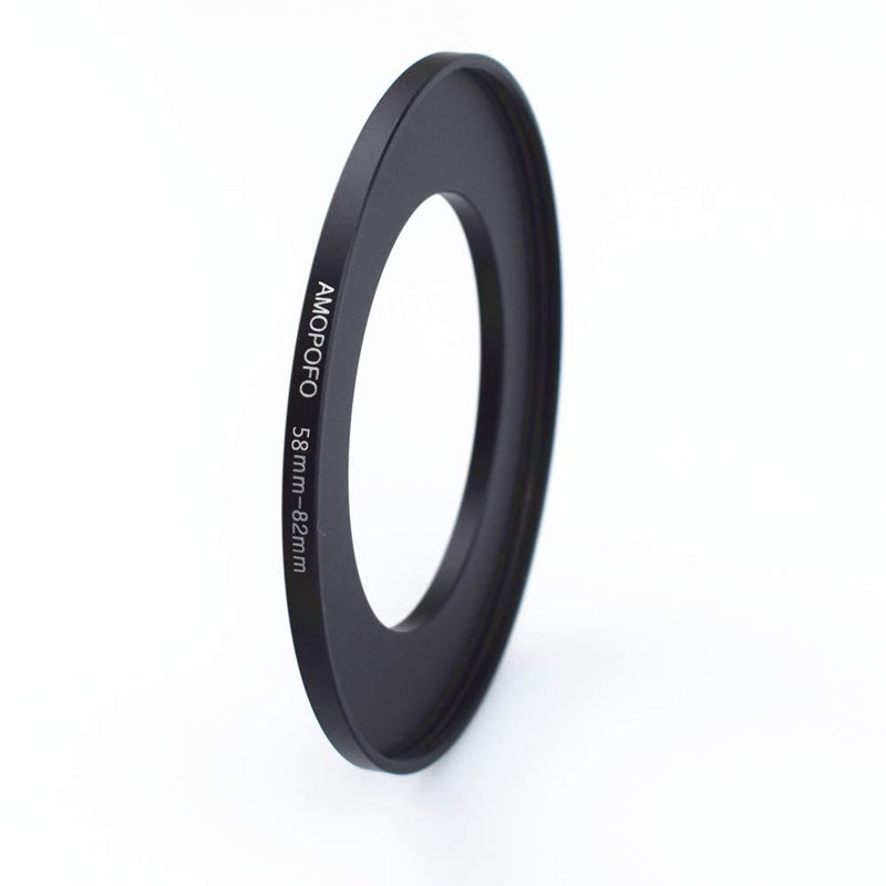 58-82mm Metal Ring/58mm to 82mm Step-Up Ring for Filters,Made of CNC Machined Space Aluminum with Matte Black Electroplated Finish,Compatible with All 58mm Camera Lenses & 82mm Accessories 58 to 82mm Step Up Ring Adapter