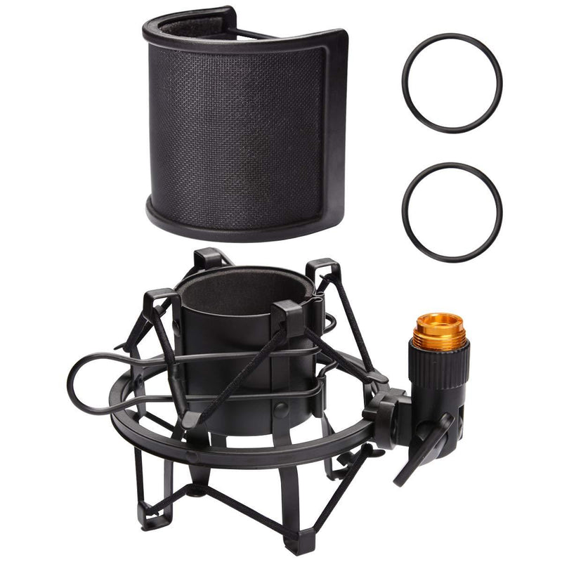 [AUSTRALIA] - AUTIDEFY Microphone Shock Mount with Pop Filter, Mic Anti-Vibration Suspension Shock Mount Holder Clip for 48mm-54mm Diameter Mic Compatible 