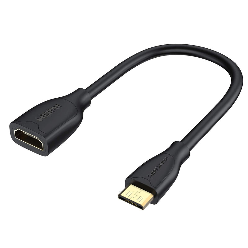 Mini HDMI to HDMI Cable, CableCreation 0.5ft Mini-HDMI Male to HDMI Female Adapter, Support 4K 60Hz, 3D, for Camera, Camcorder, Graphics Card, Laptop,Tablet, HDTV,Projector, 0.5ft, Black 0.5 Feet mini HDMI Male to HDMI Female