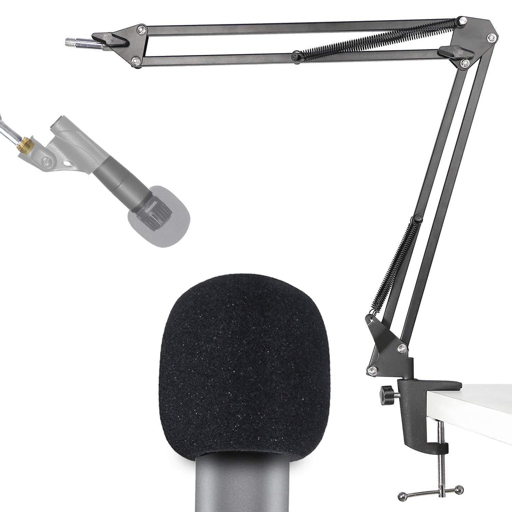 SM58 Mic Stand with Windscreen - Microphone Boom Arm Stand with Foam Cover Pop Filter for Shure SM58S SM58-LC Dynamic Vocal Microphone by YOUSHARES