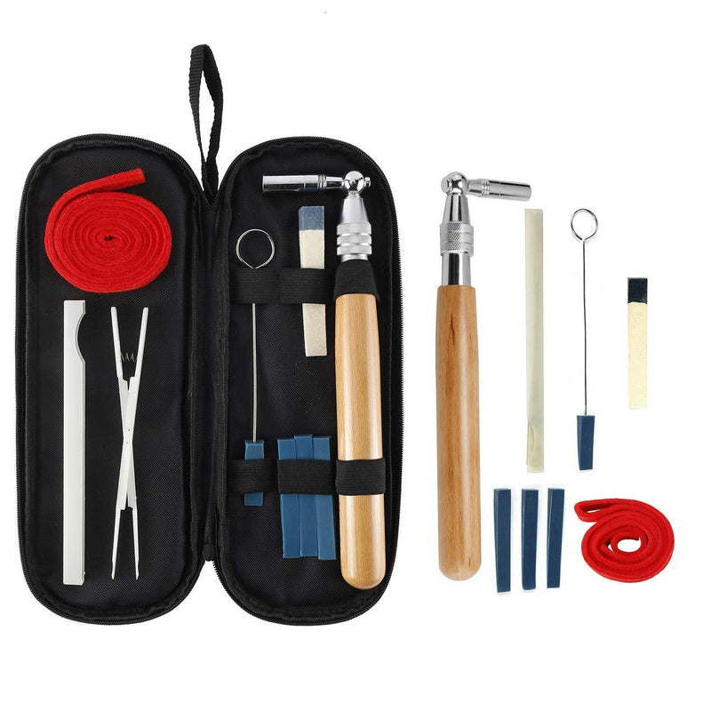 9 PCS Piano Tuning Kit - Piano Tuner Tools with Star Head L-Shape Wrench Hammer, 3 Kinds Mute Tools, Mute Clamp, Temperament Strip and 1 Black Case