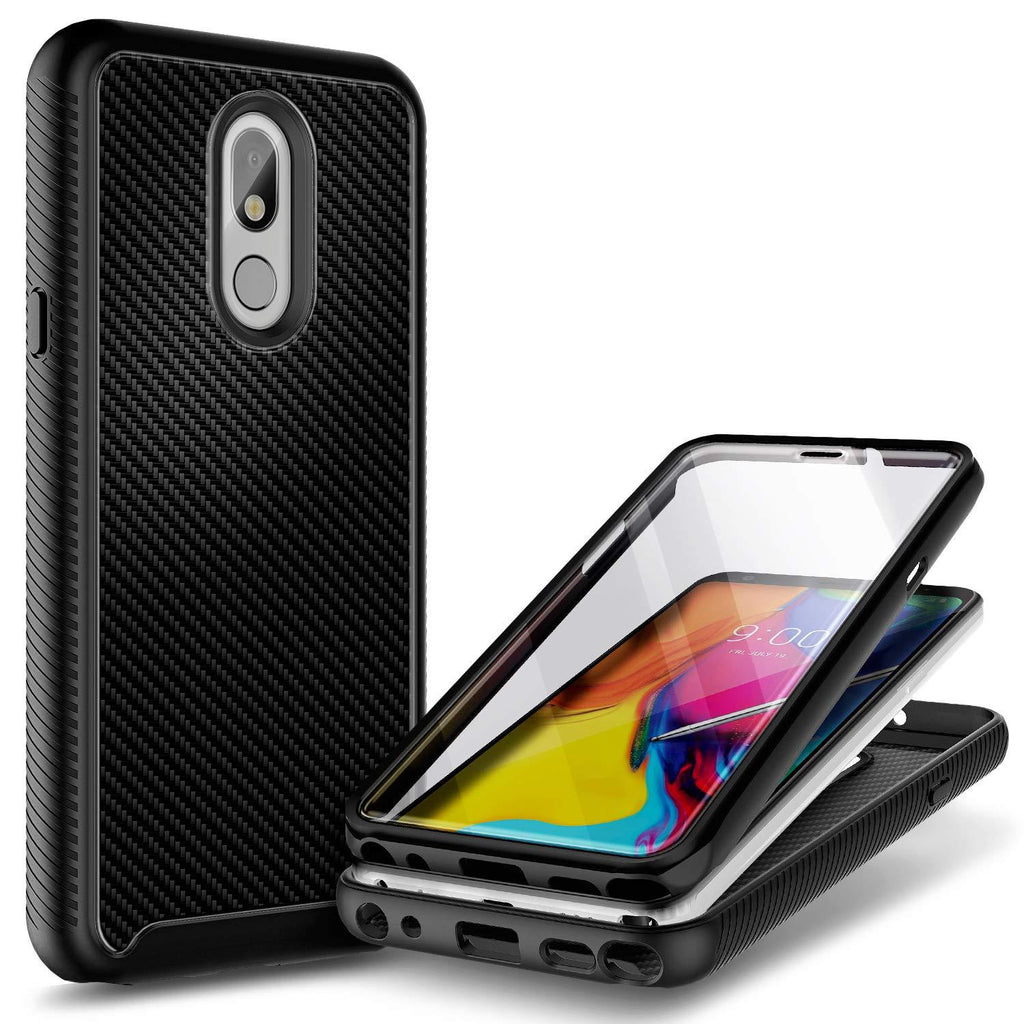E-Began Case Compatible for LG Stylo 5 with [Built-in Screen Protector], LG Stylo 5V/Stylo 5X/Stylo 5 Plus, Full-Body Protective Rugged Bumper Cover, Shockproof Impact Resist Case -Carbon Fiber Carbon Fiber