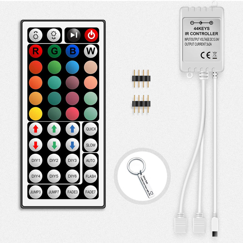 [AUSTRALIA] - REYSURPIUS Led Strip Lights Remote Controller Full Kit, 2-Port 44 Keys Wireless IR Remote with Receiver for RGB 5050 2835 3528 LED Strip Lights. Dual Outputs 