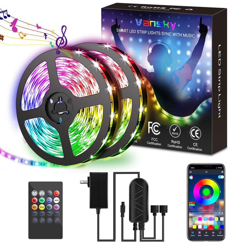 [AUSTRALIA] - Led Strip Lights for Bedroom 32.8ft, LED Light Strip RGB LED Lights 300LEDs Sync to Music Color Changing Rope Lights with APP Controller for Aesthetic Bedroom Decor Party 