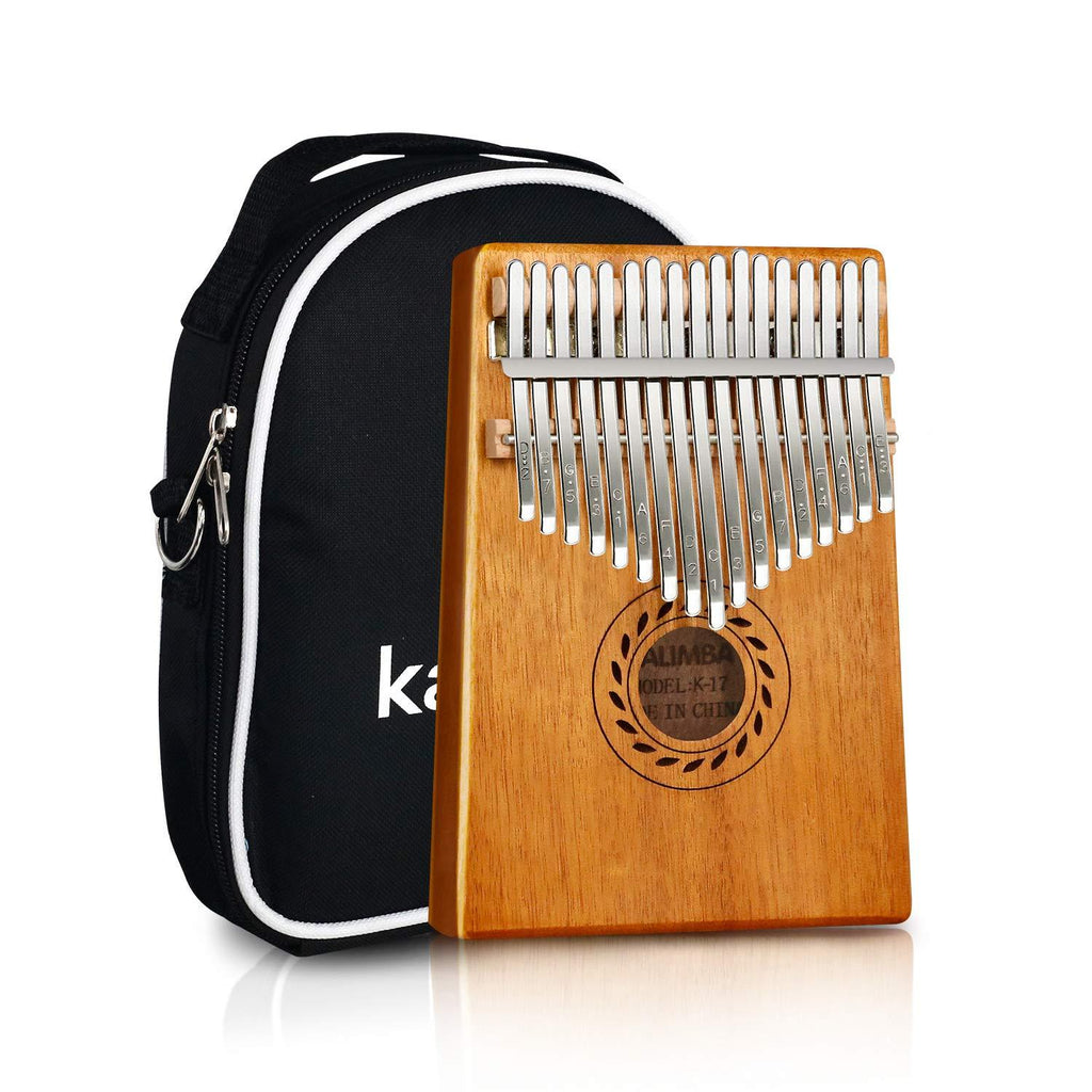 POMAIKAI Kalimba Thumb Piano 17 Keys, Portable Finger Piano with Study Instruction and Tune Hammer, Professional Mahogany Musical Instrument for Kids Adult Beginners(Red Brown) … Red Brown