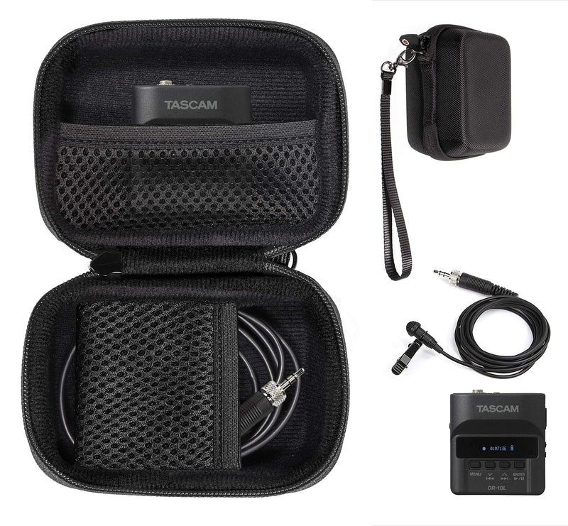getgear Case for Tscam DR-10L Digital Audio Recorder, mesh Pocket for Lavalier Mic and SD Cards, Comes with Carabiner for Easy Carrying