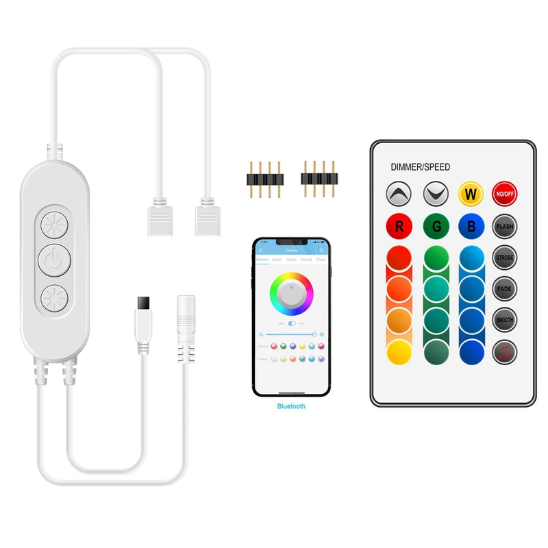 [AUSTRALIA] - REYSURPIUS Bluetooth Voice Control Music Sync Controller,for Led Controller Replacement,2-Port 24Keys IR Remote Controller,Mobile APP can Control，for 5V-24V RGB 3528 2835 5050 LED Strip Lights 