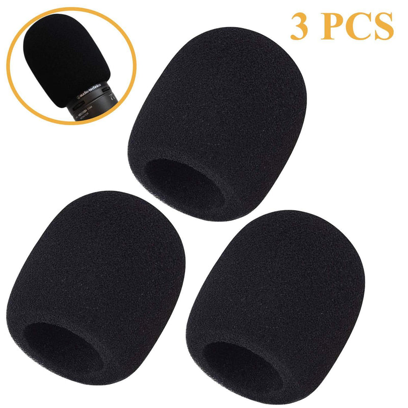 Microphone Windscreen: Handheld Microphone Covers Foam Compatible with Mic Audio Technica AT2020 ATR2500 AT2035 SE2300, 3pcs Mic Cover