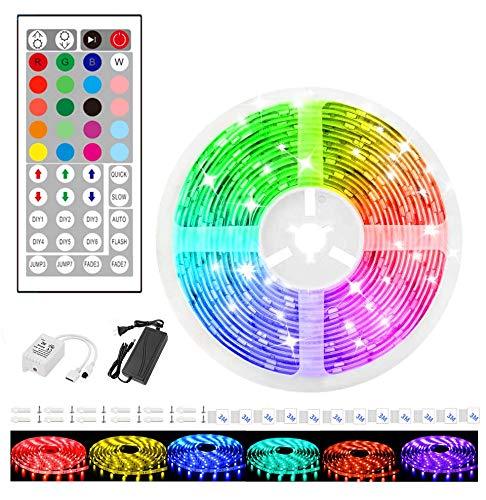 LED Strip Lights 36ft RGB Color Changing SMD 5050 396LEDs Flexible LED Tape Light Kit 36leds/m with 44 Key IR Remote Controller and 24V Power