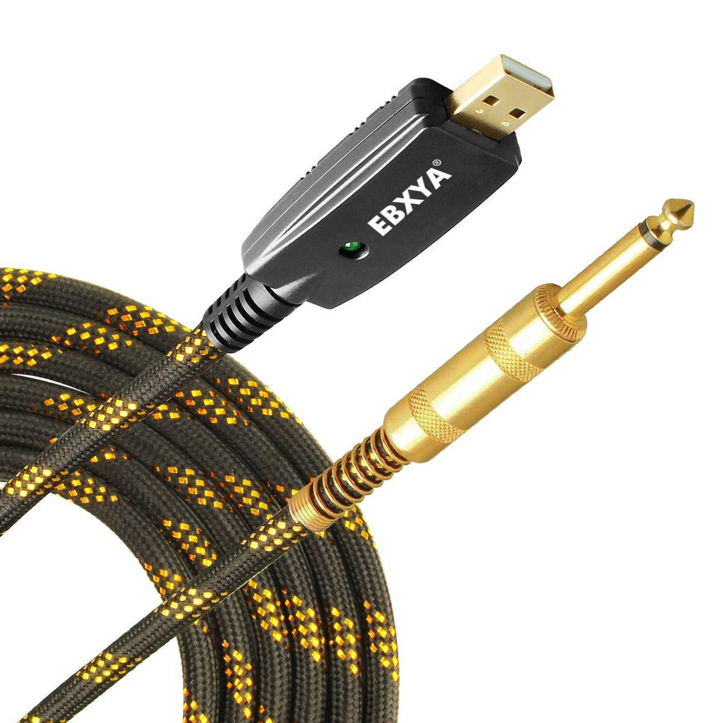 [AUSTRALIA] - USB Guitar Cable 10 Ft, EBXYA Gold Plated 1/4 Inch Plug to USB Interface Cable Professional Guitar Bass to PC USB Recording Cord Adaptor 3M/10 Feet usb to 1/4 