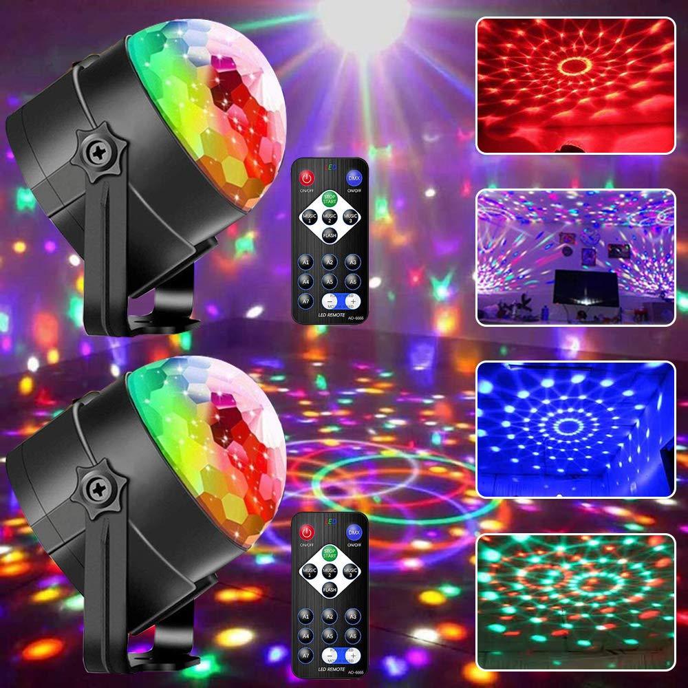 [AUSTRALIA] - Disco Ball Lights Superanl Stage Light Sound Activated Party Lights with Remote Control 7 Modes Strobe Lamp for Christmas Halloween Club Wedding Birthday Party Bar Shop Decoration 2-Pack 