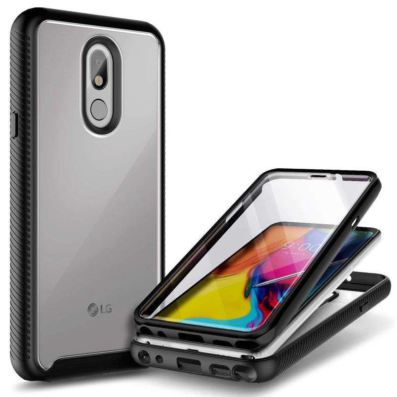 E-Began Case for LG K40 LMX420 with [Built-in Screen Protector], LG Solo 4G LTE L423DL/K12 Plus/X4 2019/Xpression Plus 2 (AT&T)/Harmony 3, Full-Body Shockproof Protective Case -Black Black