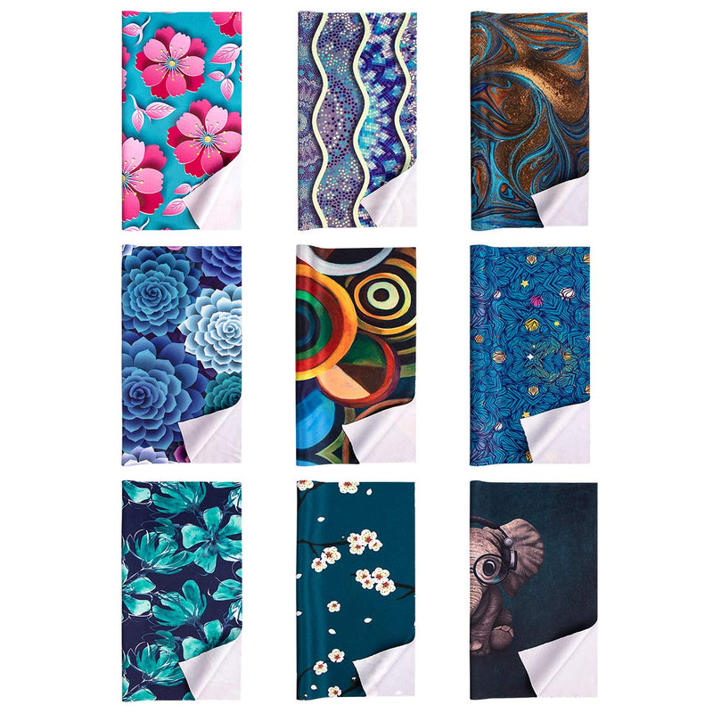Large Size (19.5x19.5cm) Soft Elastic Cleaning Cloths for Eyeglasses, Camera Kens, Cell Phones, CD, DVD, Computers, Tablets, Laptops, Telescope, LCD Screens and Other Delicate Surfaces Cleaner 9 Pieces(Patterns Randomly Sent)