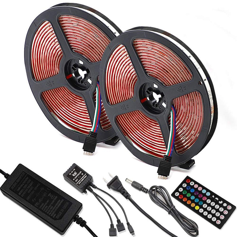 [AUSTRALIA] - Led Strip Lights 32.8ft 5050 RGB Waterproof Flexible 300 LEDs Light Strips with Music Rhythm Sound Sync Color Changing Light Kit - Timer Function and 44-Key IR Remote Controller for Bedroom (32.8FT) 