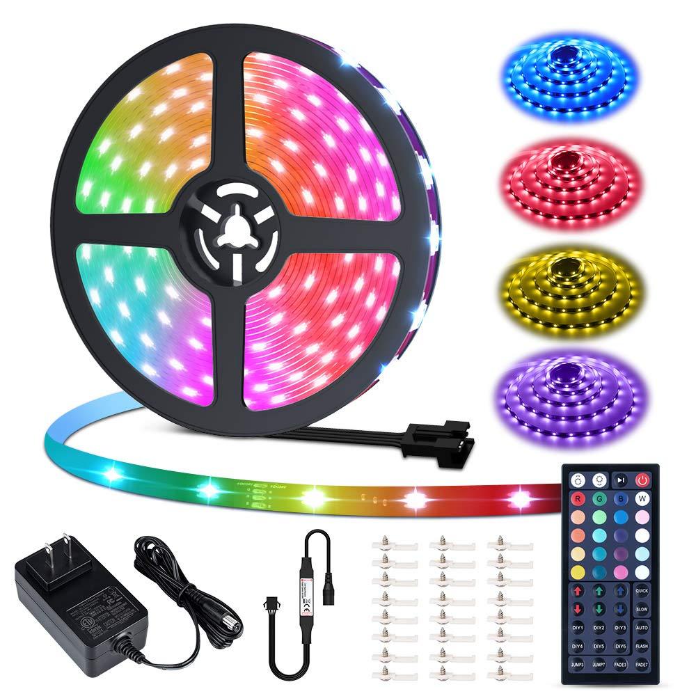 [AUSTRALIA] - MustWin 40ft Led Strip Light 360 5050 LEDs Flexible Color Changing LED Lights with 44 Keys RF Remote Controller & 24V Power Supply Dimmable Tape Light Kit for Home Room Kitchen Bar Party Decoration 