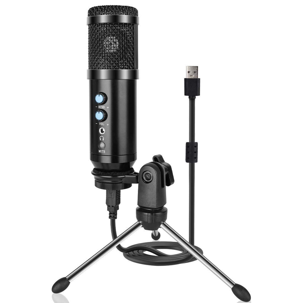 [AUSTRALIA] - USB Microphone, Metal Condenser Recording Microphone for Laptop MAC or Windows Cardioid Studio Recording Vocals, Voice Overs,Streaming Broadcast and YouTube Videos Black 