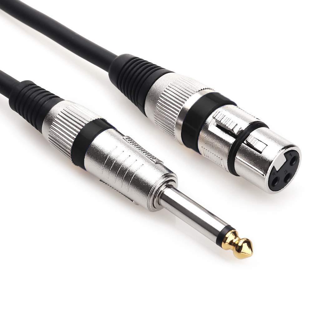 [AUSTRALIA] - XLR Female to 1/4 Inch TS Mono Male Plug Audio Connector, 6.35mm TRS to XLR Female Balanced Cable for Amplifiers, Instruments etc, 3ft, Black 