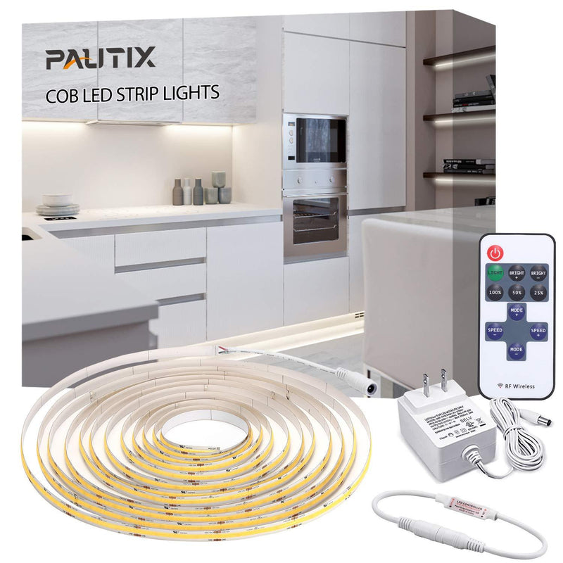 [AUSTRALIA] - COB LED Strip Lights White 4000K,PAUTIX UL-Listed 9.84ft Flexible LED Tape Lights,High-end CRI80+ Dimmable Lights Kit with RF Remote for Party Cabinet Bedroom Kitchen Home DIY Decoration 9.84ft/4000K 