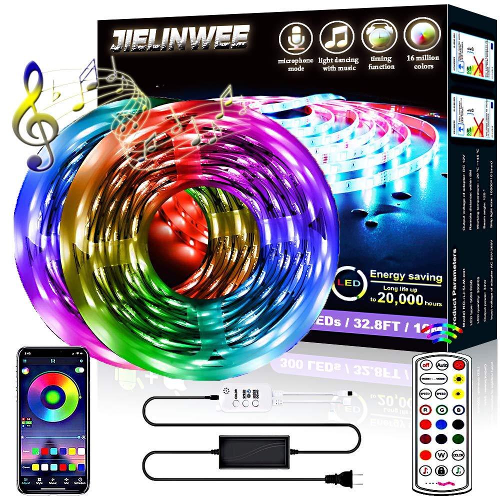 [AUSTRALIA] - Christmas LED Strip Lights, 32.8ft(2 Rolls 16.4ft)RGB Colored Light Strips with Remote and Control Box, Cuttable Design, 5050 LED, Strong Adhesive LED Lights for Bedroom, Living Room, Ceiling, Kitchen Bluetooth App Control 