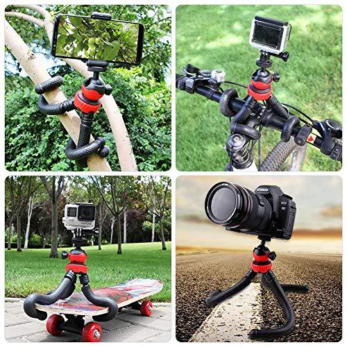 ELB Phone Stand Holder Tripod with Remote and Clip, Compatible with iPhone,Phone Tripod, Portable Flexible and Adjustable for Phone, Camera and GoPro Camera