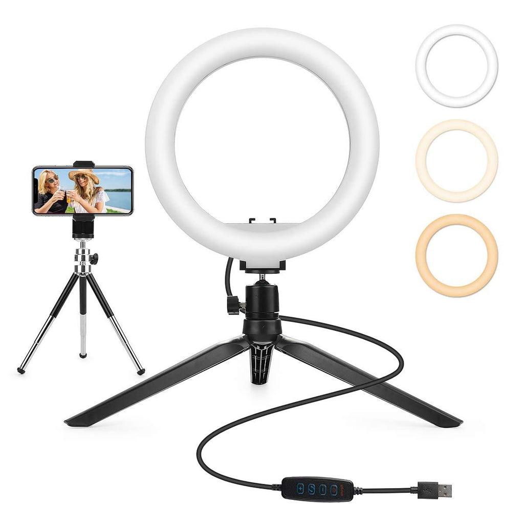 Ring Light for Phone, JINSE 8'' Dimmable Desktop Selfie Ring Light for Makeup/Live Streaming/Video Shooting/Zoom Meetings/YouTube