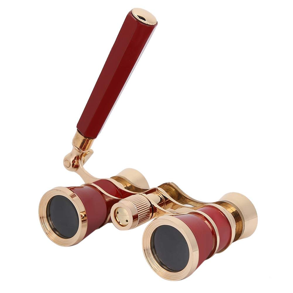 Binoculars for Opera,3X25 Central Focus Opera Glasses Binoculars, Theater Glasses with BAK-7 Prism & Handle, for Adults Kids, for Concert Theater Opera(Red-Brown) Red-brown