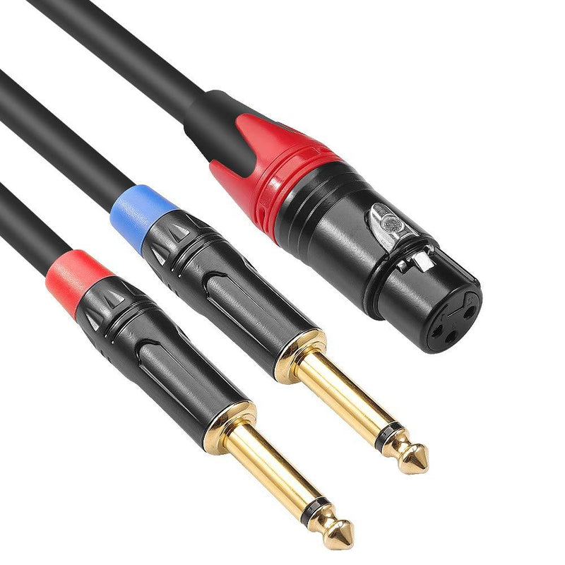 [AUSTRALIA] - DISINO XLR Female to Dual 1/4 inch Y Splitter Cable,Female XLR to Double 6.35mm Mono TS Plug Mic Audio Converter Adapter Cord - 3.3 feet 