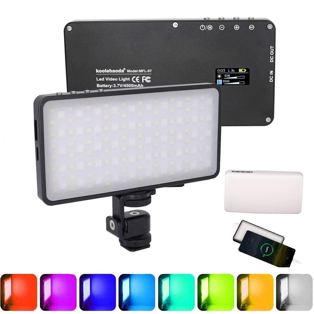 Koolehaoda RGB LED Video Light 6 Light Modes, CRI 96+ 3000K-6500K Dimmable, with Type C Port USB DC Output Power Bank Feature,for Camera Photography Photo Lighting(MFL-07) MLF-07 RGB