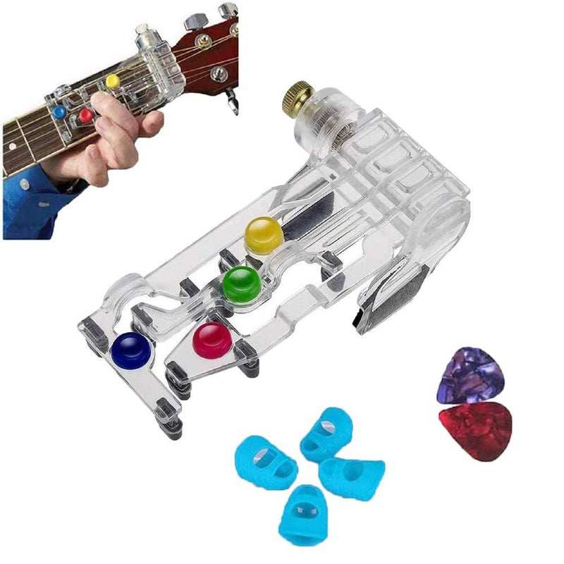 Guitar Beginner One-Key Chord Assisted Learning Tools，Guitar Learning System, Classical Chord Guitar Practice Aid Tool for Adults & children Trainer Beginner, (with 4 Finger Protectors+2 Picks)