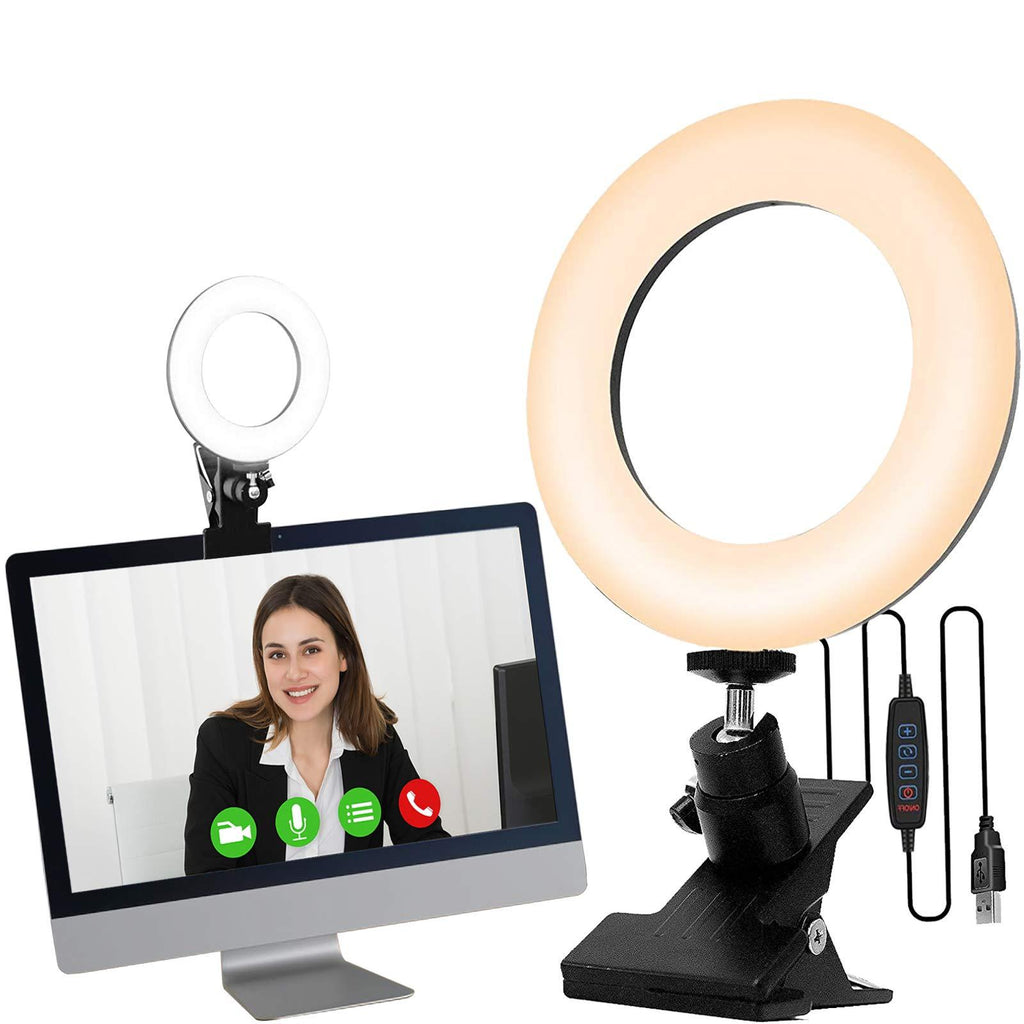 Video Conference Lighting Ring Light for Laptop Computer Monitor Clip On, with Clamp Mount for Zoom Call/Zoom Lighting/Remote Working/Live Streaming/Self Broadcasting, 6” Selfie Ring Light