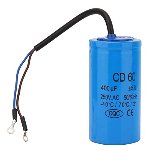 Fafeicy CD60 Run Round Capacitor with Wire Lead 250V AC 400uF 50/60Hz for Motor Air Compressor