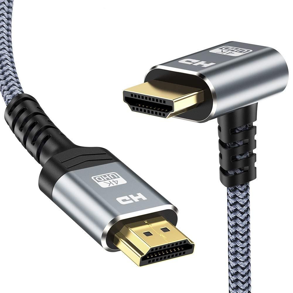 HDMI Cable 90 Degree, Snowkids 4K High Speed HDMI 2.0 Cable 18Gbps Support 4K Ultra HD 3D 1080P, Ethernet, Audio Return Compatible for Video, PC, Projector, UHD TV, PS3/PS4, Blu-ray - 10FT 10Feet