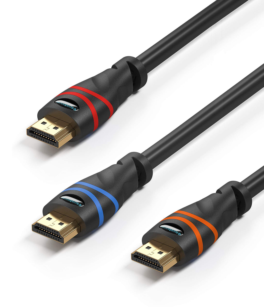 BlueRigger 4K HDMI Cable (6.6 Feet- 3-Pack, 4K 60Hz, Multi Colors High Speed) 3 Pack - 6 Feet