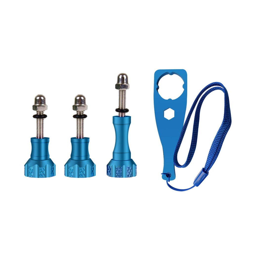 (3 PCS) Aluminum Thumb Screw Set and Wrench for Gopro Hero 8/7/6/5/5S/4/4S/3+ DJI OSMO Action Camera Blue-1L