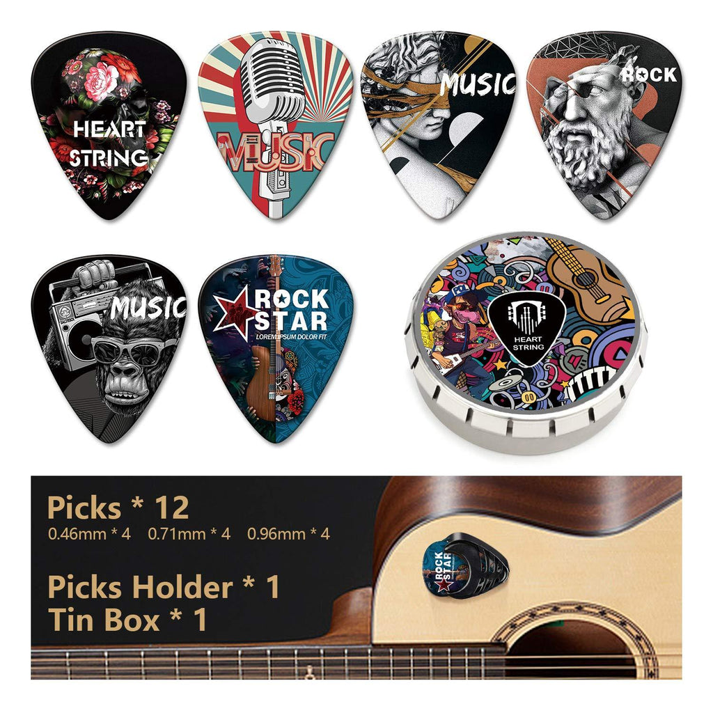 Unique guitar picks. The pick holder is easy to paste anywhere on the guitar as you want, suitable for bass, electric guitar, folk guitar and ukulele. It’s the best gift for guitar lovers.