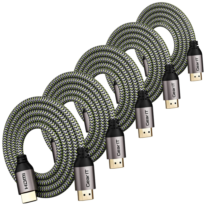 GearIT HDMI Cable (5-Pack / 3.3ft / 1m) High-Speed HDMI 2.0b, 4K 60hz, 3D, ARC, HDCP 2.2, HDR, 18Gbps - Nylon Braided Cord 3.3 feet / 1 meter 5 Pack - Nylon Braided