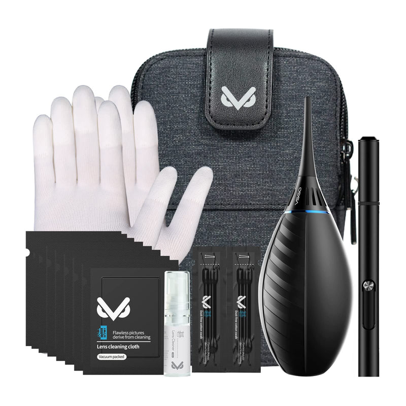 VSGO VS-A3E Warp-up Camera Cleaning Kit Portable Bag Air Blower Lens Cleaning Pen Spray Cotton Swab Cloth for Camera Lens Optical Optical Phone