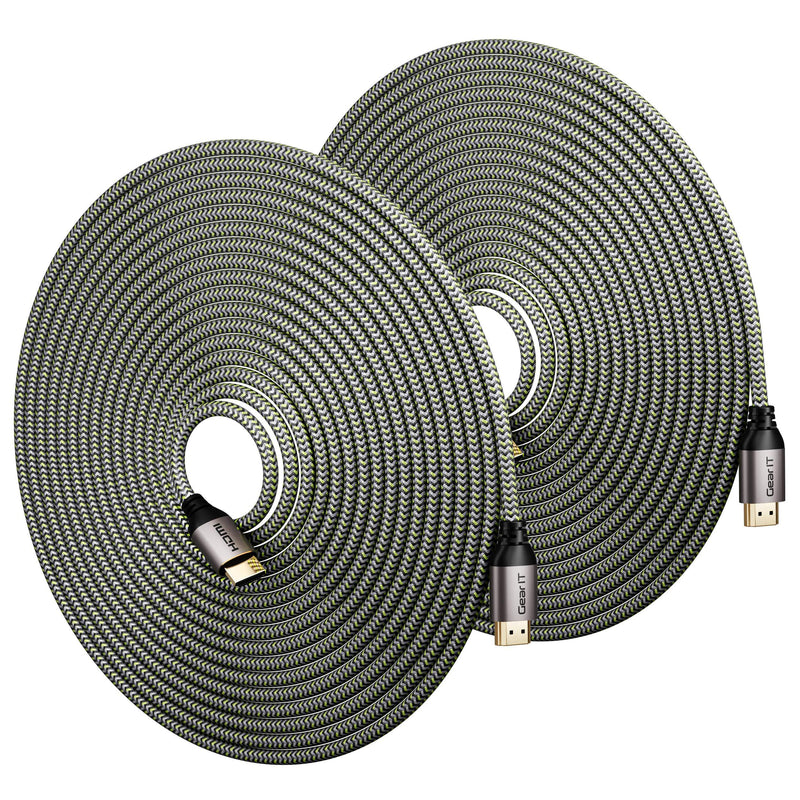 GearIT HDMI Cable (2-Pack / 25ft / 7.6m) High-Speed HDMI 2.0b, 4K 60hz, 3D, ARC, HDCP 2.2, HDR, 18Gbps - Nylon Braided Cord 25 feet / 7.6 meter 2 Pack - Nylon Braided