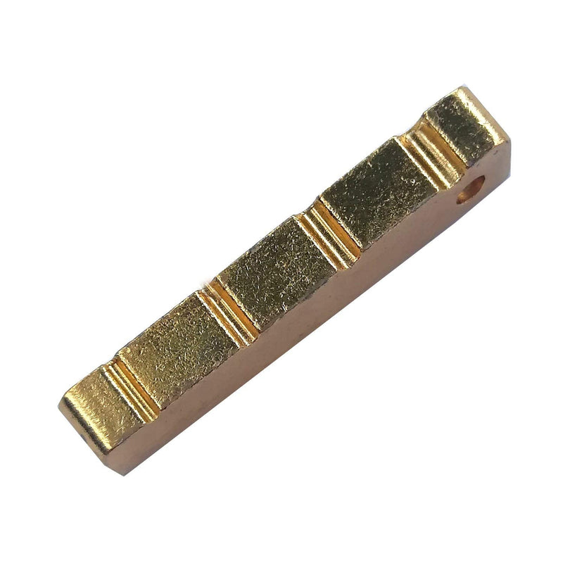 Bass Guitar Nuts Slotted Bridge Saddle for 4 String Fender Jazz Bass Guitar, Bass Guitar Replacement Accessories for Guitar Maker, Made of Metal (38mm/1.5", Gold) 38mm/1.5"