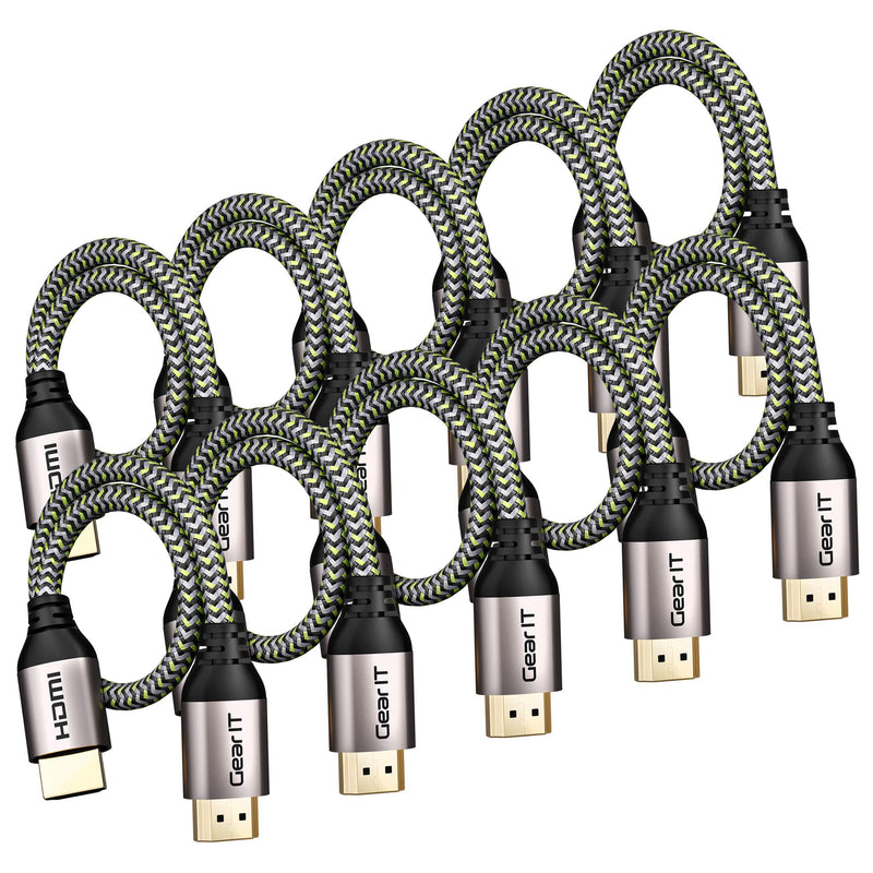 GearIT HDMI Cable (10-Pack / 0.75ft / 0.22m) High-Speed HDMI 2.0b, 4K 60hz, 3D, ARC, HDCP 2.2, HDR, 18Gbps - Nylon Braided Cord 0.75 feet / 0.22 meter 10 Pack - Nylon Braided