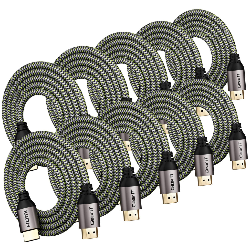 GearIT HDMI Cable (10-Pack / 3.3ft / 1m) High-Speed HDMI 2.0b, 4K 60hz, 3D, ARC, HDCP 2.2, HDR, 18Gbps - Nylon Braided Cord 3.3 feet / 1 meter 10 Pack - Nylon Braided