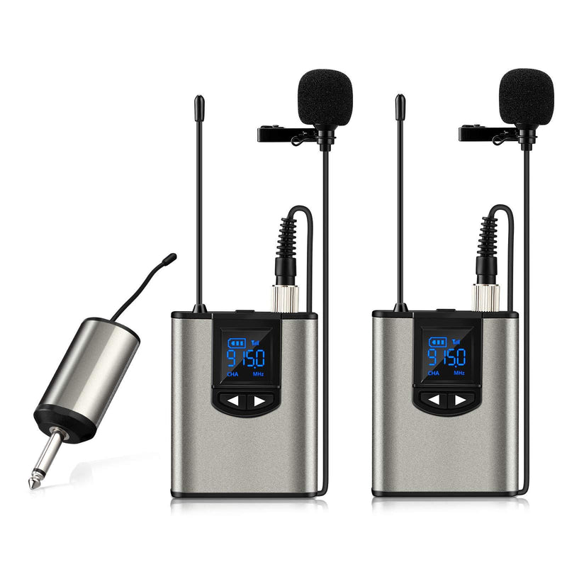 [AUSTRALIA] - Wireless Headset Lavalier Microphone System, Elikliv 2Pcs Bodypack Transmitters Wireless System and Lavalier Microphone for Live Performances 