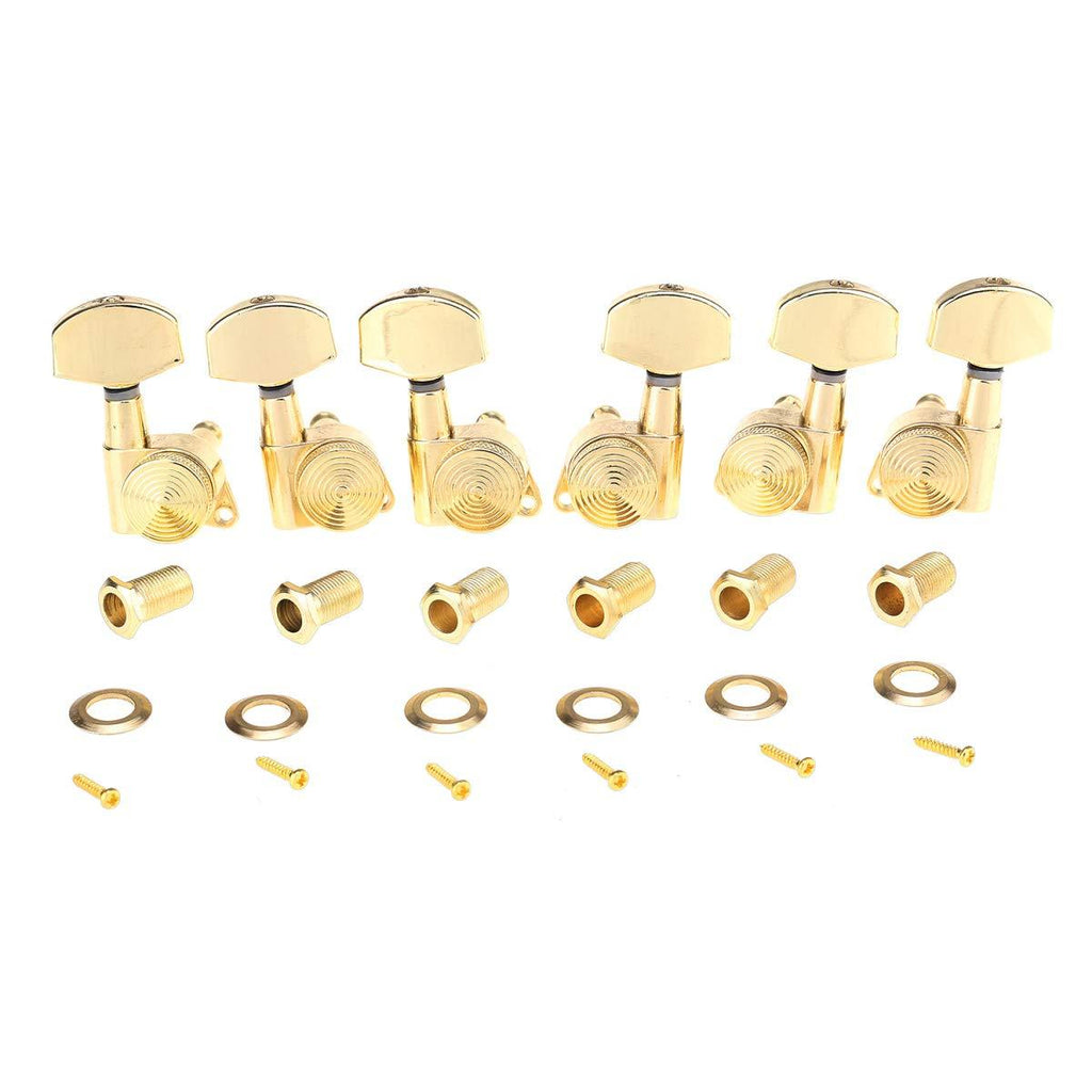 Musiclily Ultra 3L3R 19:1 Ratio Guitar Locking Tuners Tuning Pegs Keys Machines Heads Set Compatible with Les Paul Style Electric or Acoustic Guitar, Gold